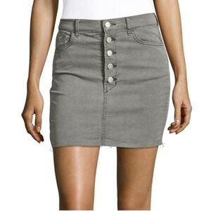 J BRAND Rosalie Skirt Gray Button Front High Rise Frayed Hem Size 27